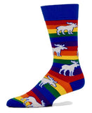 Cotton Socks: Moose Rainbow Rugby