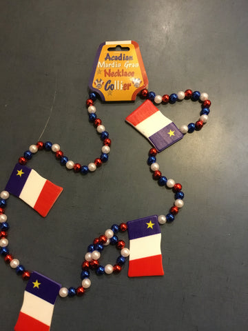 Mardi Gras Beads - Acadian Flag